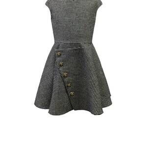 NEW DAVID CHARLES girls david charles houndstooth cap sleeve dress in gray